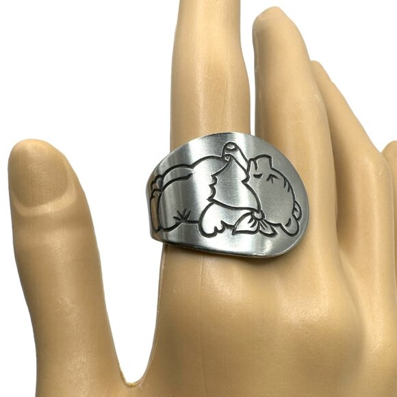 Winnie The Pooh Stainless Steel Spoon Ring Size 7.5 - Picture 2 of 13